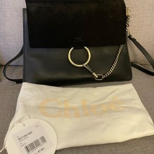 Chloe Faye Medium Suede Leather in Black